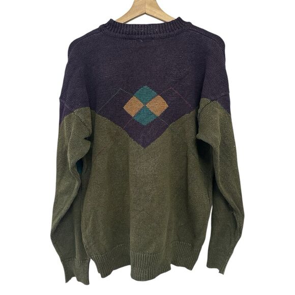 Structure Other - Vintage Structure Argyle Sweater Large Green Colorblock 90s Crew Neck Men’s